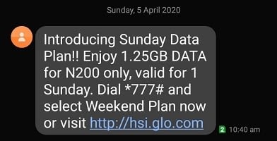 Glo Weekend data plan